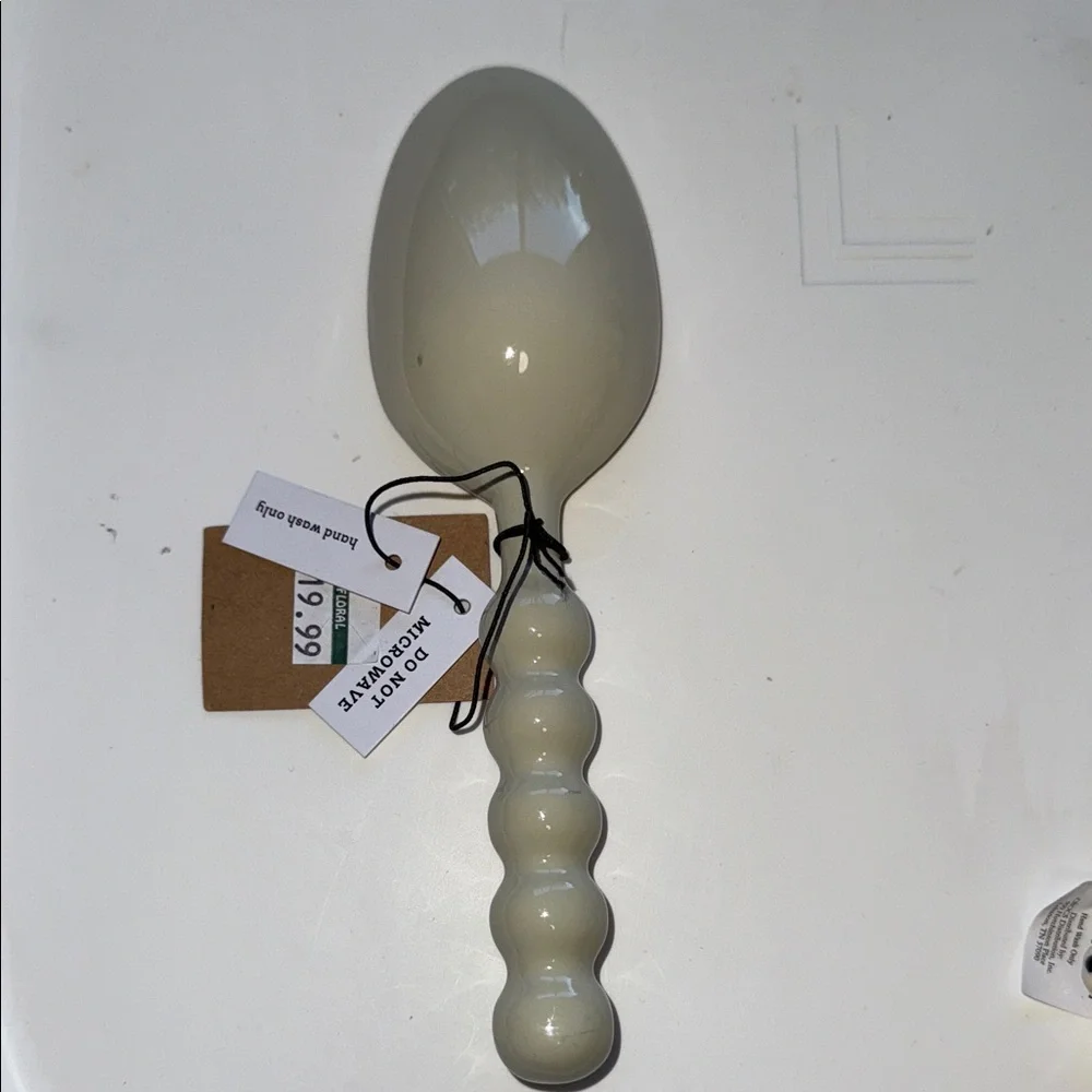 Ew-Creative Co-Op Gold metal and ceramic Cream Serving Spoon/ scoop